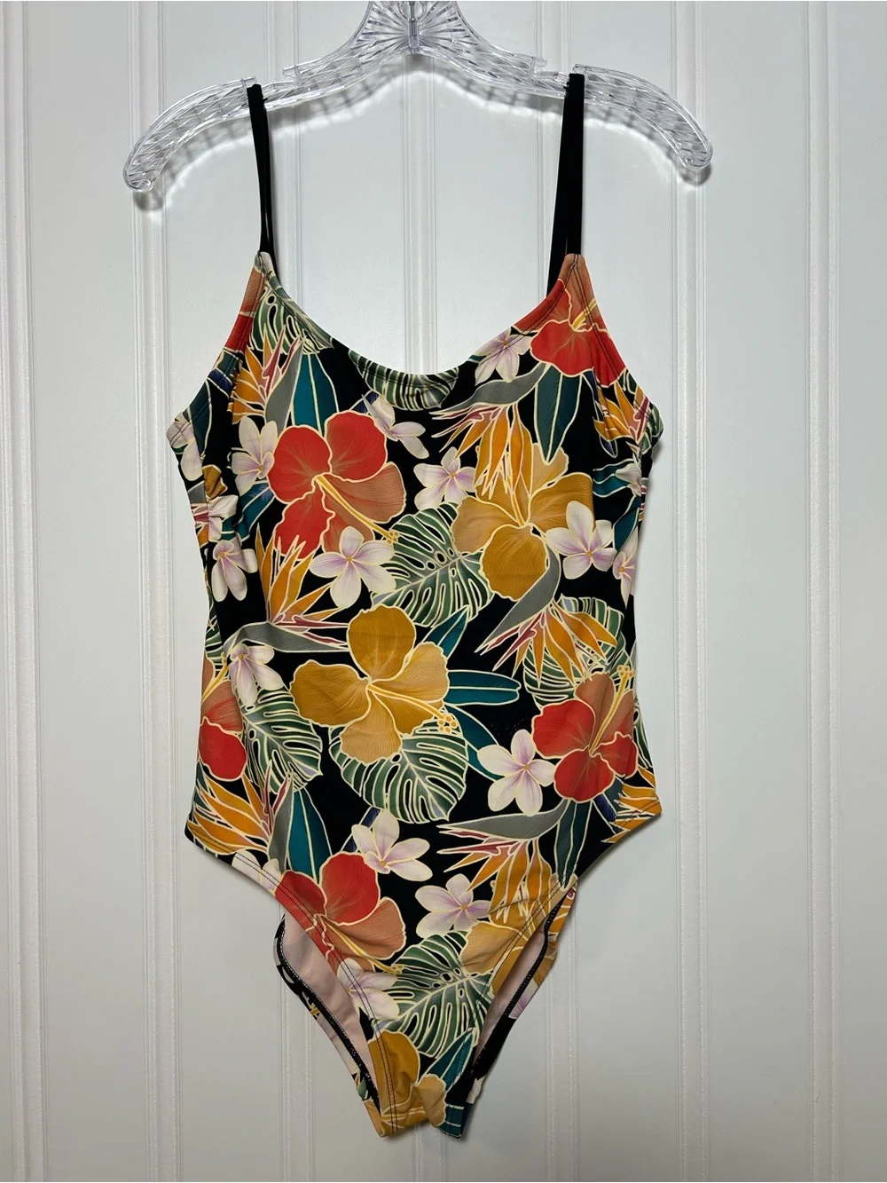 Hurley Paradise Tropical Floral Print one piece bathing suit women’s large